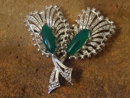 Brosche Markasit Achat / 835 Silber