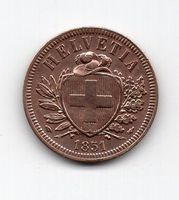 (1070) Schweiz, 2 Rappen 1851, top stgl