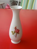 KPM Vase Porzellan Bavaria Blumenmotiv Weiss Gold Rand 20 cm