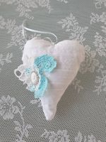 Geschenk Herz Deko Shabby Chic Spitze Stoffherz Geschenkherz
