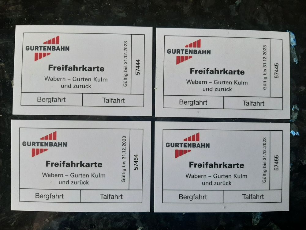 4 Fahrkarten Gurtenbahn (hin und zurück) Kaufen auf Ricardo