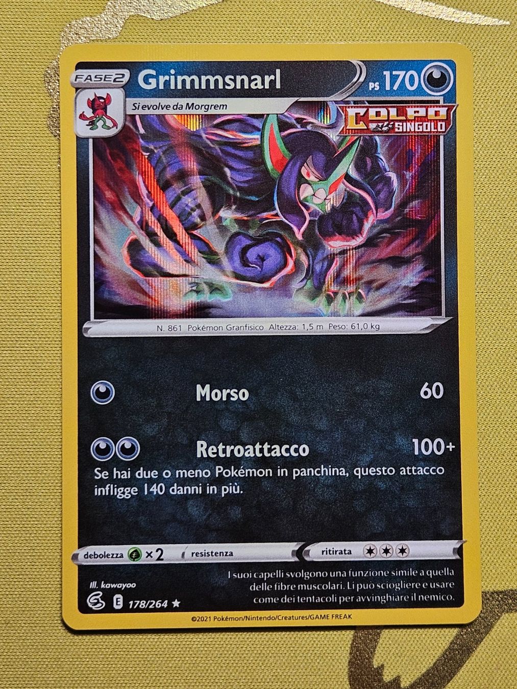Pokémon Carte collezionabili: Fusion Strike - Grimmsnarl 178/264 – Usato da Bellinzona venduto da Pokemarco