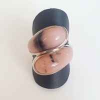 Silberring 925 mit zwei Edelsteinen rosa Grösse 18.3 mm