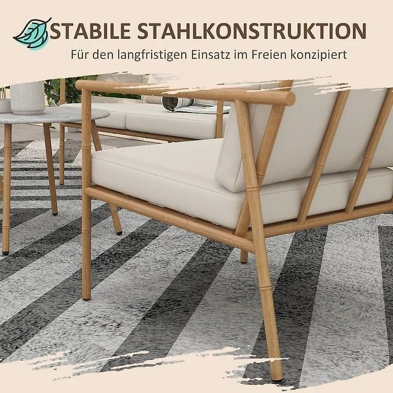 Set di tavolo e panche: Stabiles Gartenmöbel-Set, 5-teilig, Tisch in Marmoroptik – Nuovo e nell'imballaggio originale da Flawil venduto da vivalacasa 3