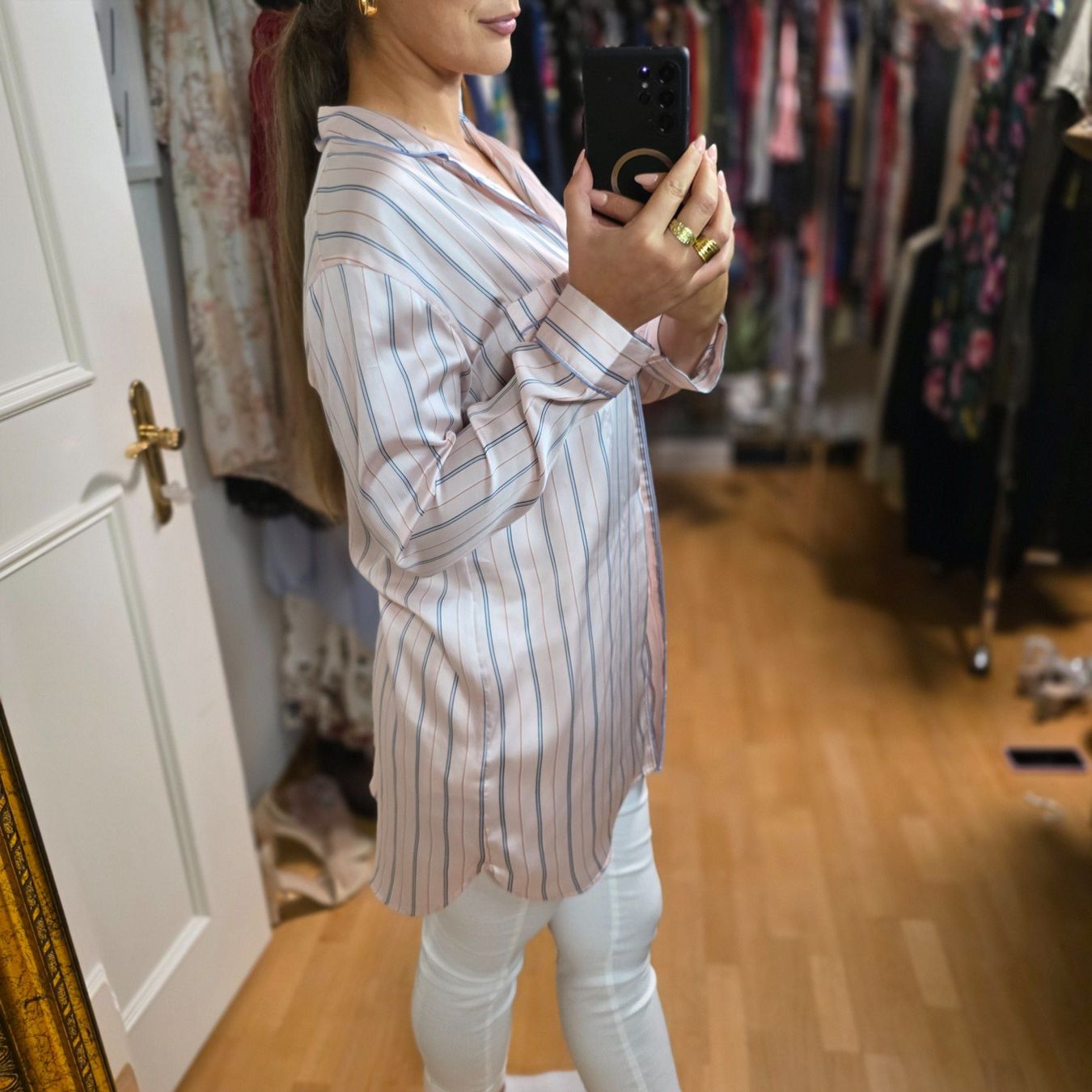 Blusen: Sommer Bluse Hemd Oversized Rosa Gestreift, Gr. 38/M – Gebraucht aus Wald ZH von CapLux
