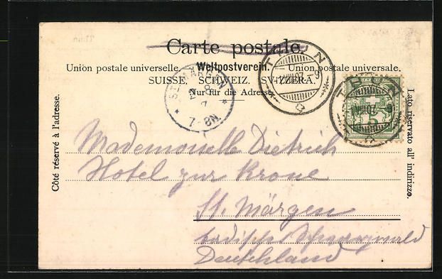 Cartoline postali: AK Thun, Hauptgasse mit Einwohnern, 1907 – Usato da Berlin venduto da bartko-reher 1
