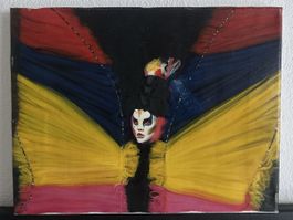 Faszinierendes Gemälde: "Schmetterling-Frau", Unikat!