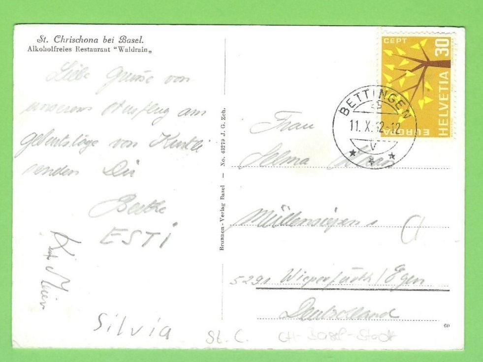 Cartoline postali: St. Chrischona, Alkoholfreies Restaurant "Waldrain" – Usato da Zürich venduto da t24_de 1