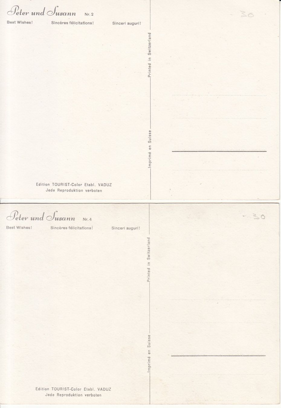 Cartoline postali: Peter und Susann, 2 Karten ca. 1970 – Usato da Bürglen TG venduto da StampGraf 1