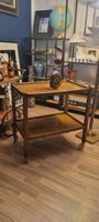 Servierwagen Holz Rollen Vintage Guten Zustand 