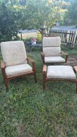 Teak  Drehsessel Stuhl BeinAblage