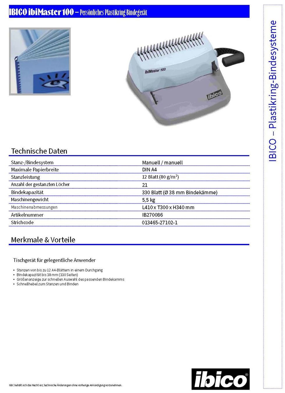 Ibico Bindegeräte: Ibico ibiMaster 100 Locher / Bindemaschine – Gebraucht aus Lyss von wsb_bng2 5