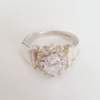 Vintage Silber Ring 925 mit Zirkonia Gr 19,6 mm
