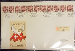FDC Rollenmarken im 11-Streifen selten Angeboten