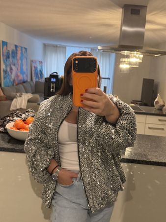 Bomberjacke mit Pailletten – Gr. S