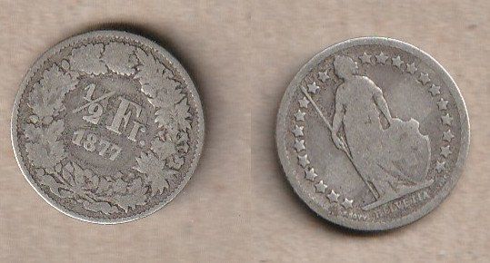 Tutti le monete: 1/2 Franken 1877 – Usato da Allschwil venduto da Coinfreak