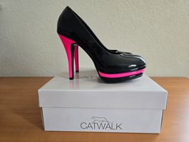 Escarpin noir laqué et rose T-38 Neuve