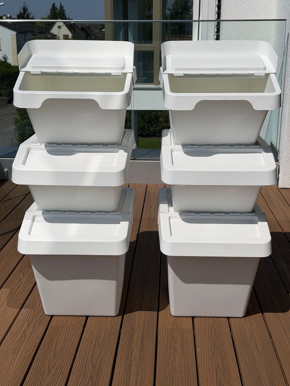 Ikea Cestini per rifiuti: 6er-Set Recycling-Boxen weiss / Stapelbare Abfalltrennsystem – Usato da Aarau Rohr venduto da HappyKoala 1