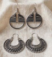 Set di 2 paia di orecchini color argento stile etnico