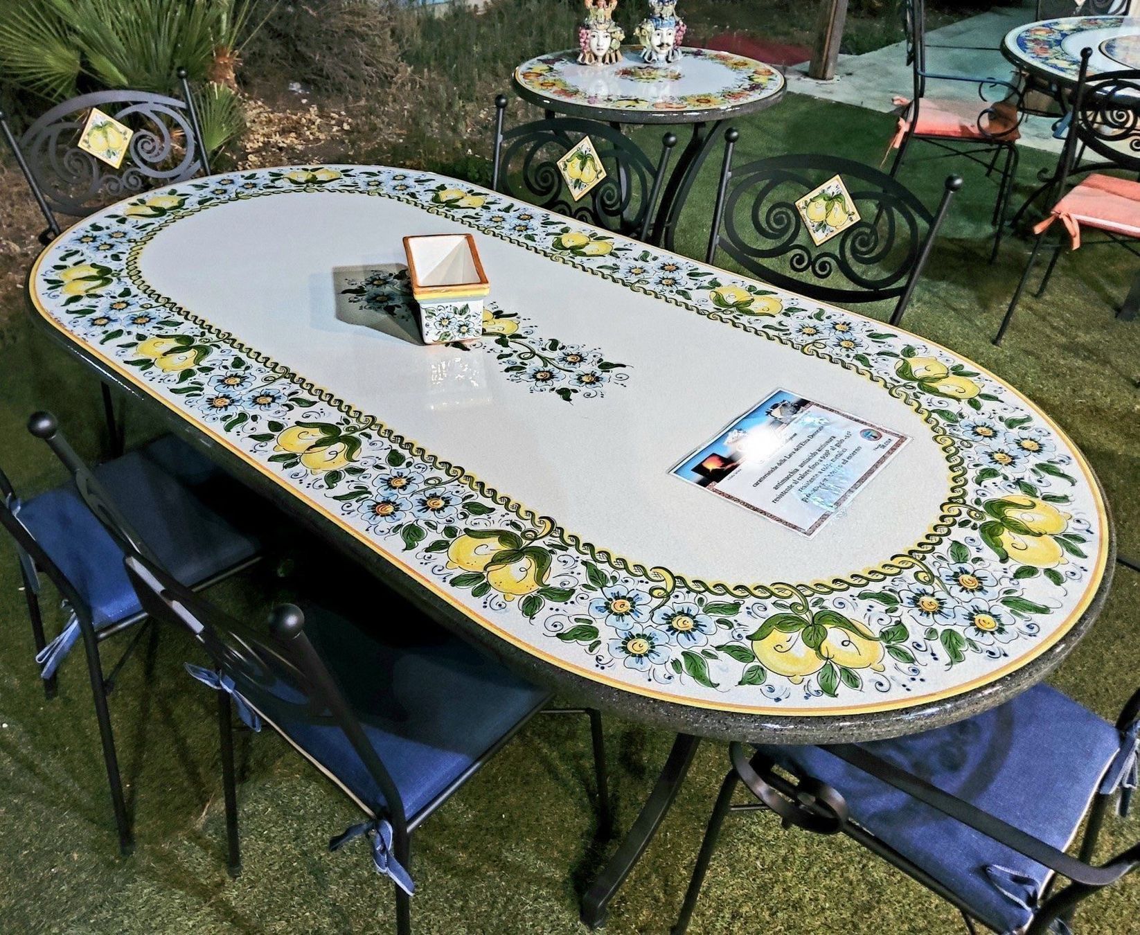 Tische: Lava Tisch oval mit Zitronen & Blumen – Neu (gemäss Beschreibung) aus Höri von ArtelavicaGmbH 6