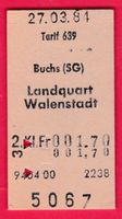 KARTON BILLETT, BUCHS(SG) - WALENSTADT, 2.KLASSE, EINFACH