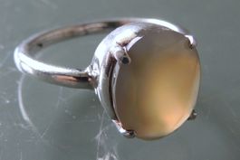 Silber 925 Fingerring mit Chalcedon Gr. 54