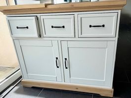 Wickelkomode Sideboard  Landhaus-Stil | weiß mit Holzdekor
