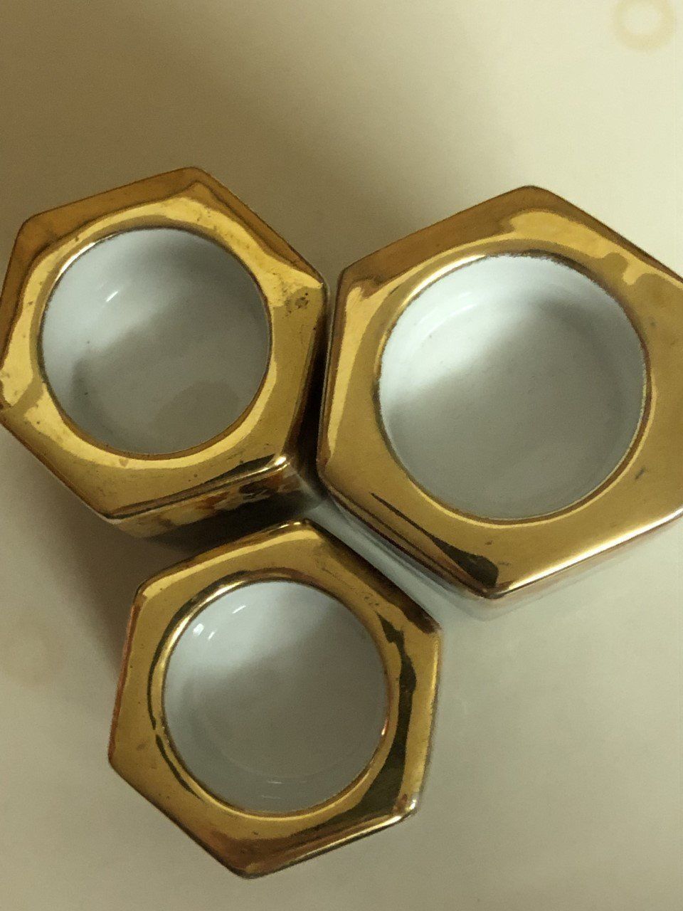 Kerzenständer: 3 Kerzenhalter mit Goldrand – Gebraucht aus Winkel von Kade50 2
