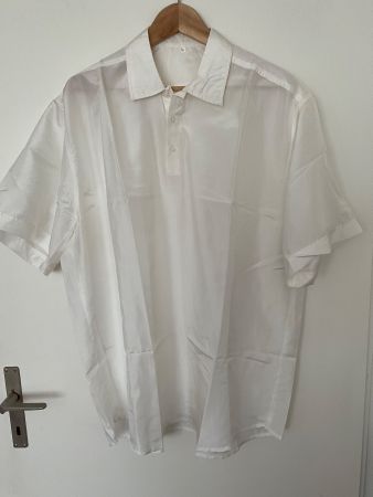 Herren Seiden Hemd Gr L weiss Kurzarm NEU