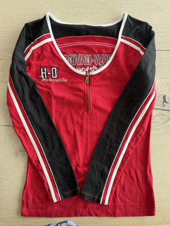 Harley Davidson Shirt, Rot/Schwarz, Grösse M, Langarmshirt
