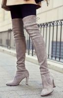 Stuart Weitzman Highland Overknee Boots taupe Gr. 39.5