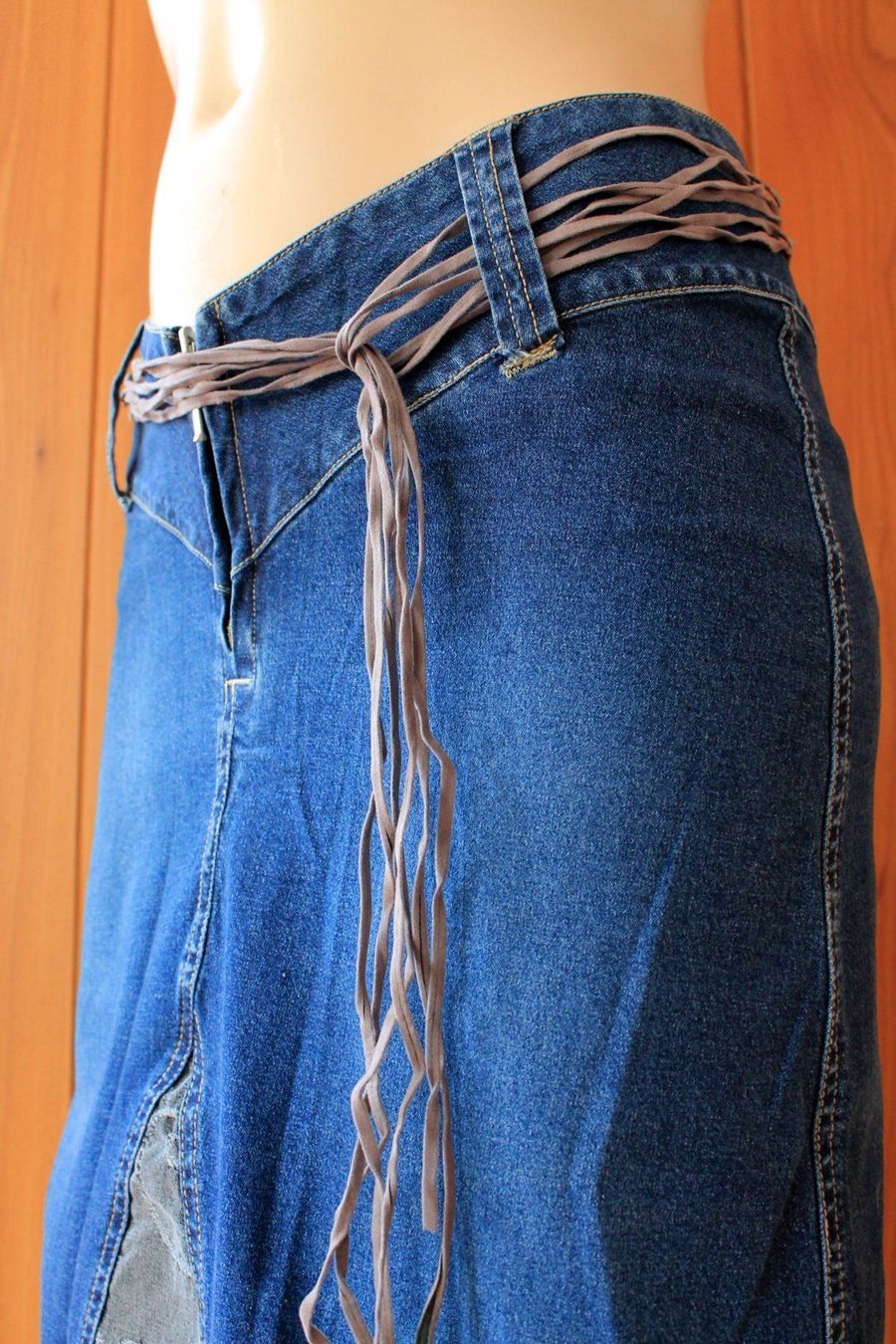Gonne: toller Jeansrock / ROCK mit Bindegürtel Patchwork  36 S Neu! – Nuovo (secondo la descrizione) da Rebstein venduto da QuasarVincent 5