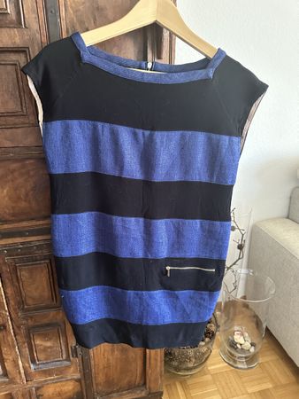 Atos Lombardini Robe rayé bleu/noir, taille 34, parfait!