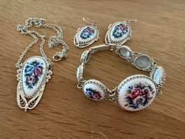 Ensemble Finift russe peint à la main – Collier, Bracelet