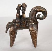 alte Bronze Reiter der Sao Kotoko auf Pferd Höhe 6,8 cm