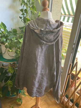 Trop stylée veste à capuche BARBARA SPEER oversize  pur lin