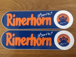 2x Vintage Rinerhorn Davos Aufkleber – Bergbahnen Schweiz