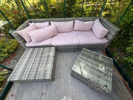 Gartenlounge Polyrattan 4-teilig, grau, Sommer Schnäppchen!