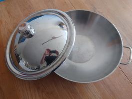 WMF Wokpfanne Edelstahl mit Deckel - gebraucht