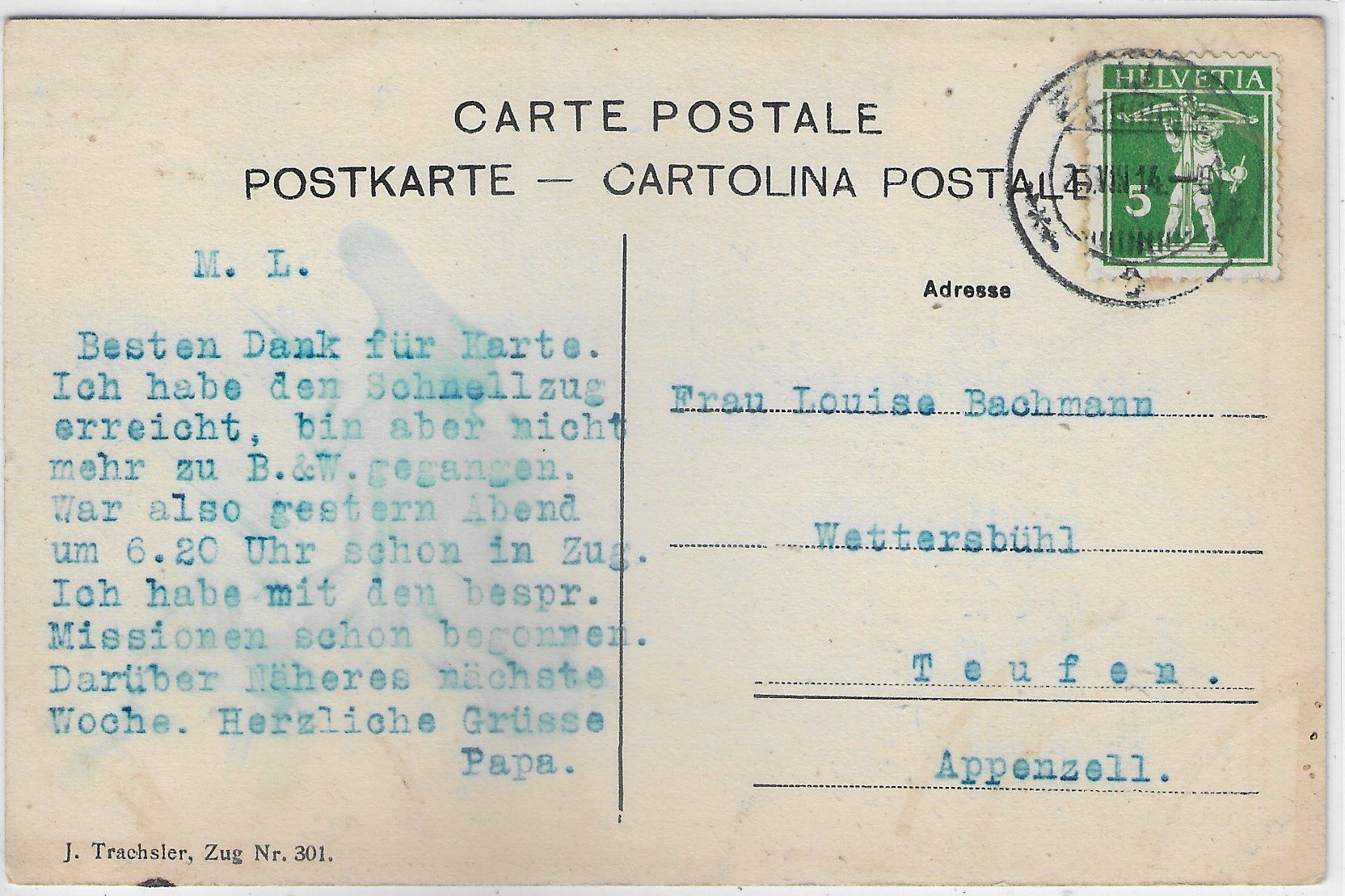 Cartoline postali: Stadt Zug vom See aus – Difettoso da Ettingen venduto da Kartenplanet 1