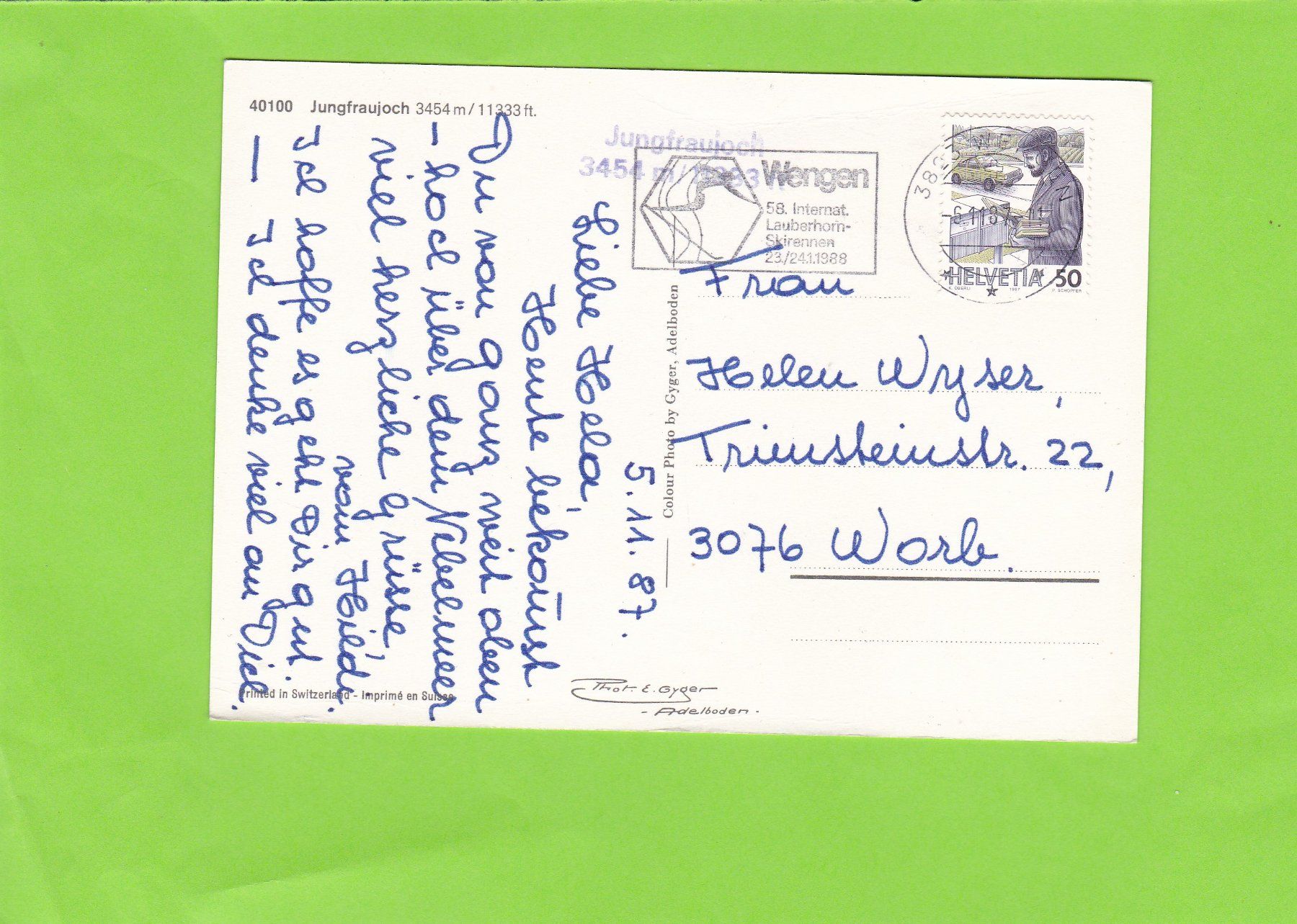 Cartoline postali: Jungfraujoch – Usato da St. Peterzell venduto da neckertal 1
