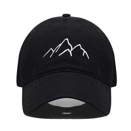 Schwarze Baseballmütze mit Berge-Stickerei, verstellbar NEU