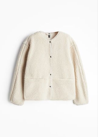 H&M Teddy Fleece Jacket Cream Beige Size M