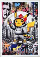 Death NYC Ltd Ed Pop Art Druck " Mr.Brainwash Cool Pikachu