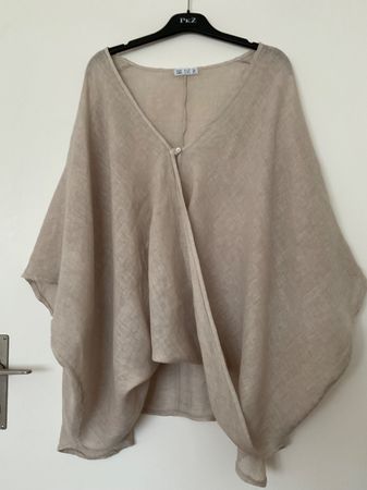 100% LINO oversize Bluse Gr s. Masse, Wickeloptik