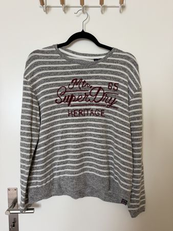 Superdry Pullover gestreift grau weiss Grösse 40