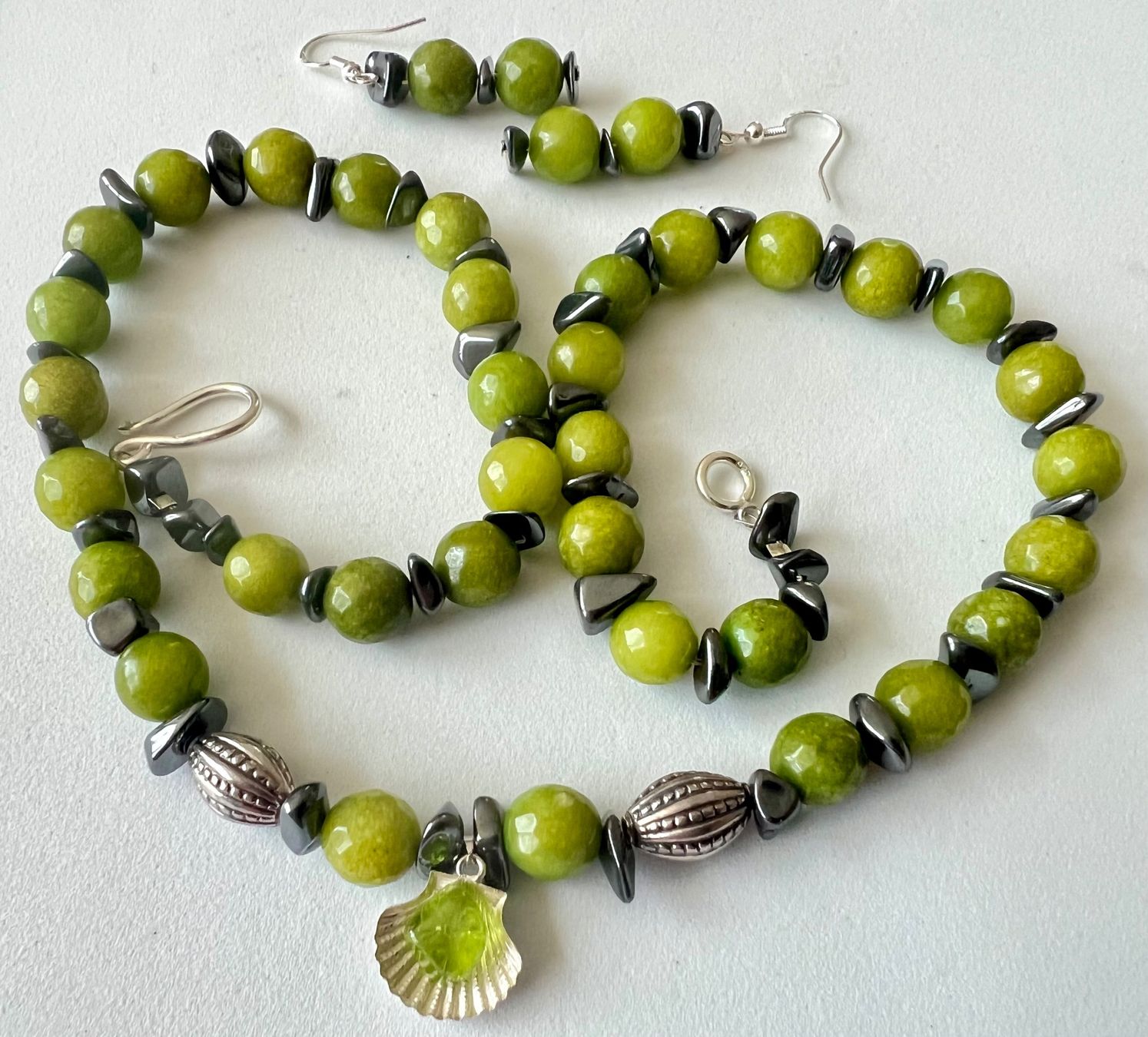 Autres bijoux: Edelstein Ensemble Nephrit Jade & Peridot Silber 925 Unikat – Neuf (Voir description) à Ruswil par artbyhand 9