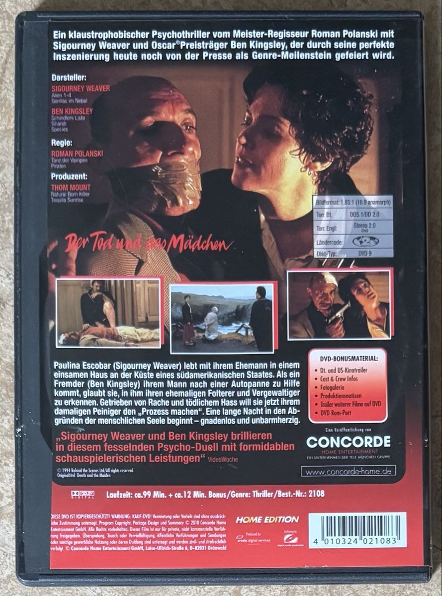 Alle DVDs: DER TOD UND DAS MÄDCHEN  – Neu (gemäss Beschreibung) aus Dietikon von AndreaSch01 1