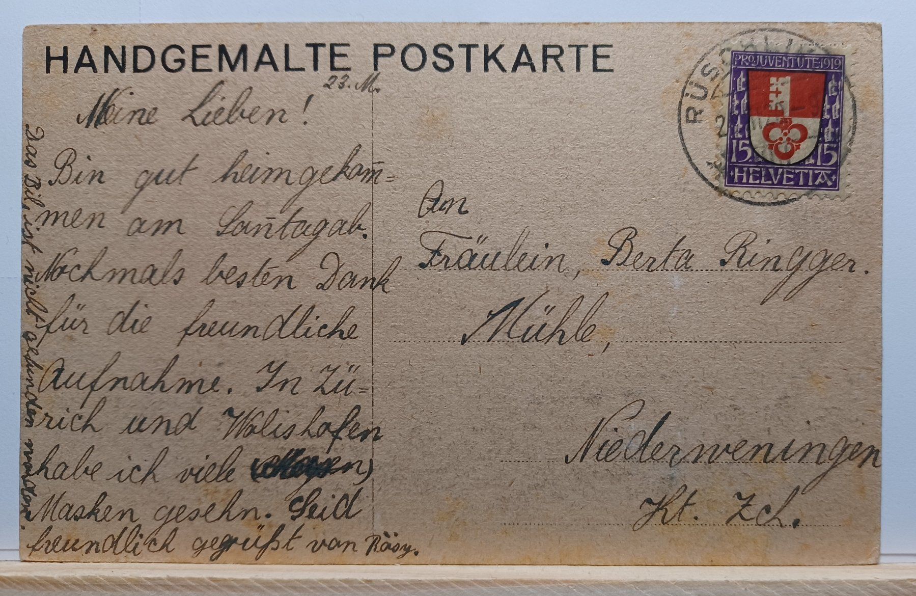 Cartoline postali: Postkarte, Handgemalt, 1920 – Usato da Aarau Rohr venduto da mgvw 1