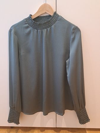 Bluse Zero Kragen mit Raffung türkis Grösse S neu